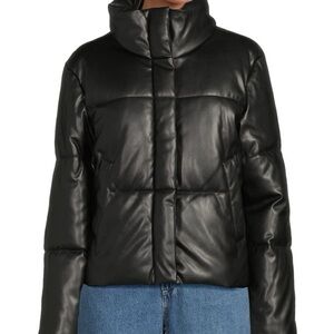 Levi's Black Faux leather Puffer Jacket brand new